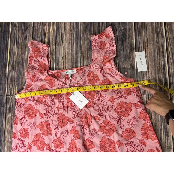 Jessica Simpson Womens Flowers 2 Piece Sleeveless Top Pleated Skirt Set Sz L - Picture 6 of 14